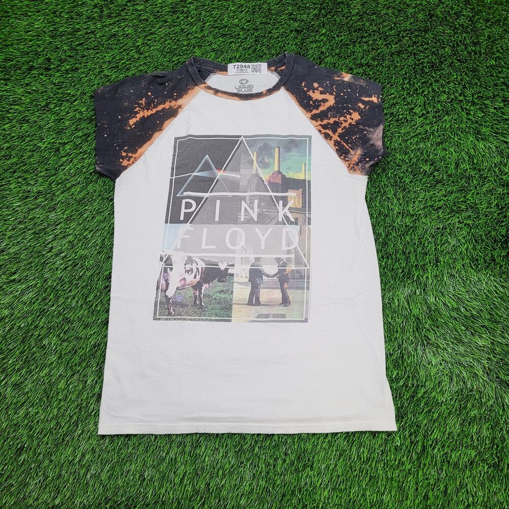 Liquid Blue Raglan Graphic Tee White and Black